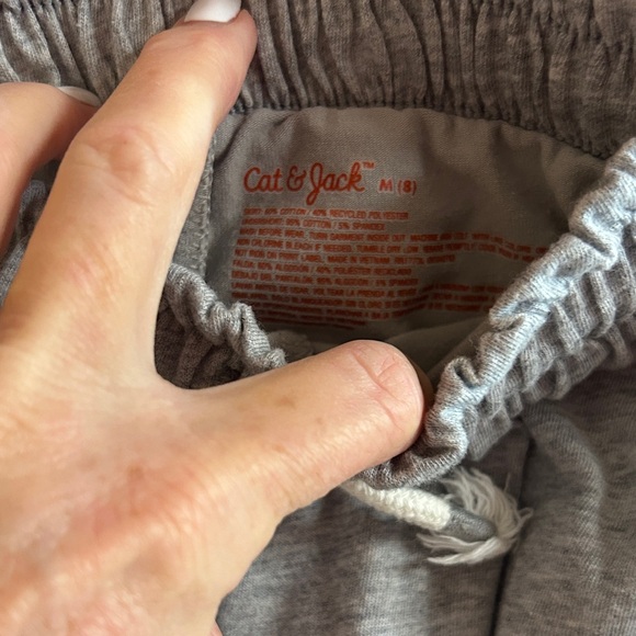 Cat & Jack Heather Gray Girls Drawstring Skort and blue striped set of 2 size 8 - Picture 2 of 5